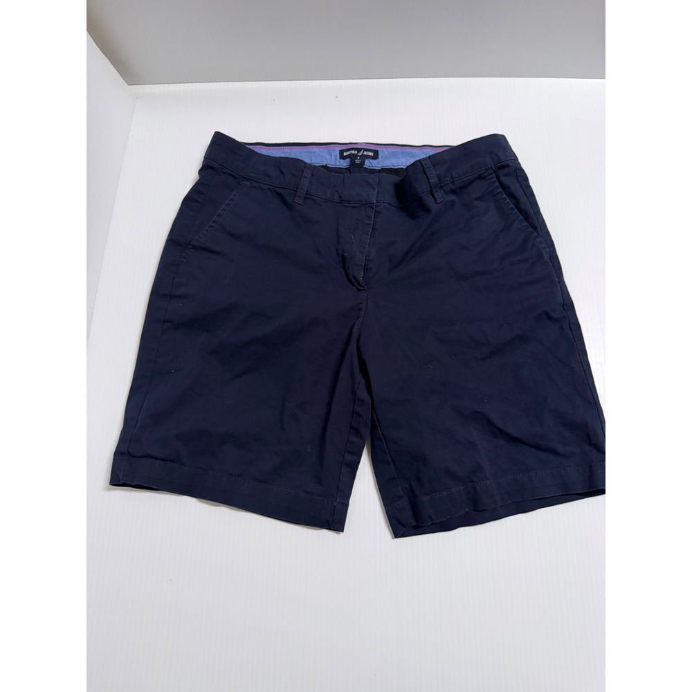 Nautica Jeans Co Womens Navy Blue Chino Shorts Size 8 Mid Rise Casual Preppy